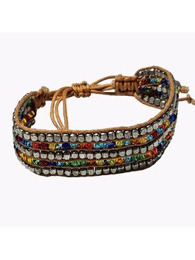 Handmade Boho Bracelet Faux Gemstone Stacked Layer Tie Fashion Jewelry Women